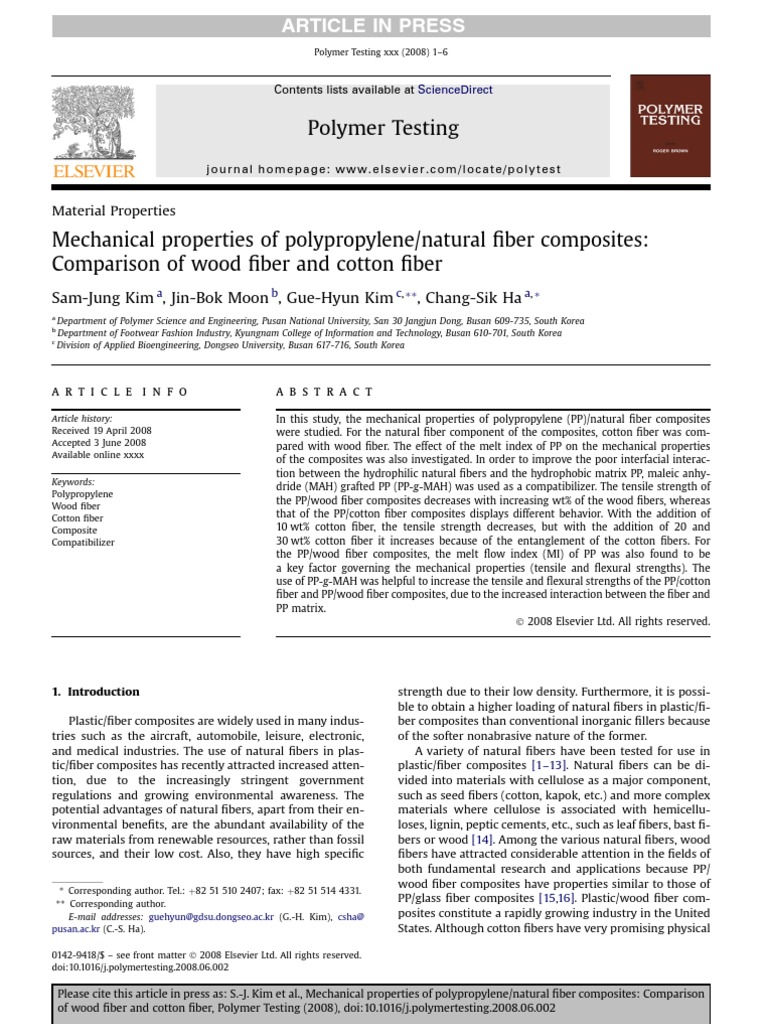 Comparison of Wood Fiber and Cotton Fiber PDF Composite Material Wood