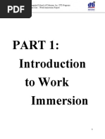 To Work Immersion: St. Jerome Integrated School of Cabuyao, Inc. DTI-Negosyo Center Cabuyao City - Work Immersion Report