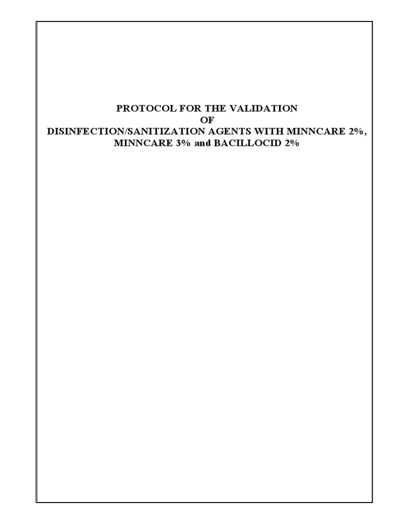 Protocol for Validating the Efficacy of Disinfection/Sanitization