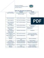 Calendario de Laboratorio de Química III