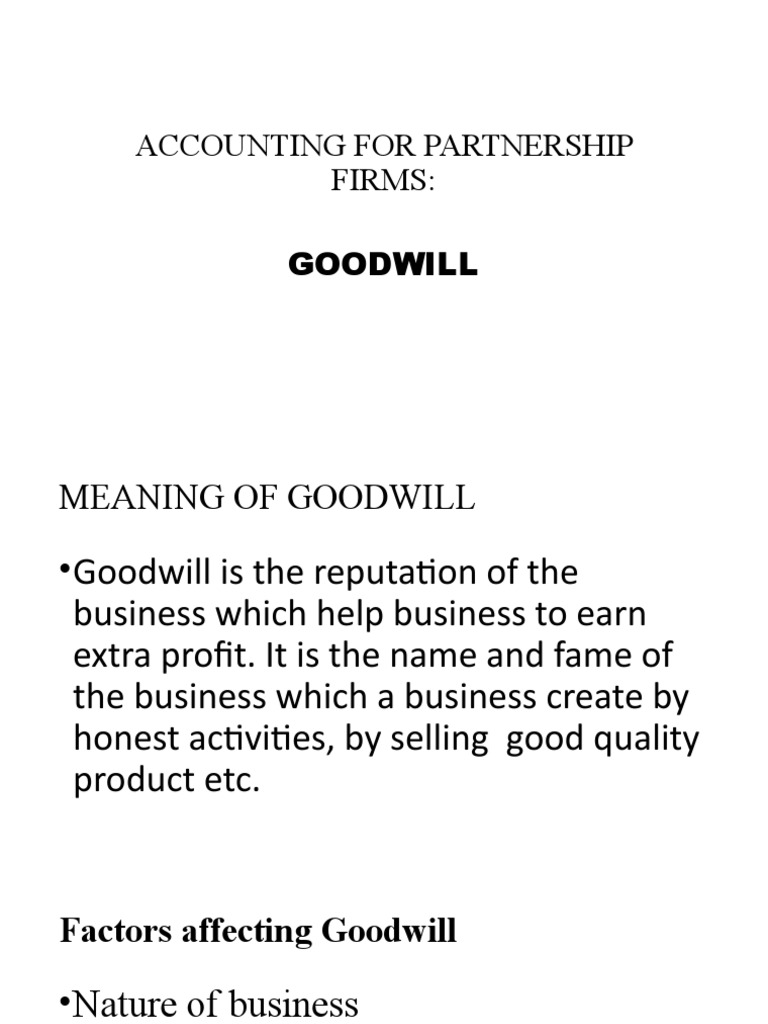 Goodwill in Partnership Accounting | PDF | Finance & Money Management | Law