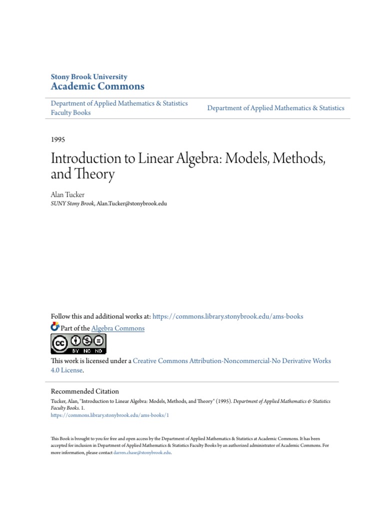 Introduction To Linear Algebra - Models Methods and Theory PDF | PDF ...