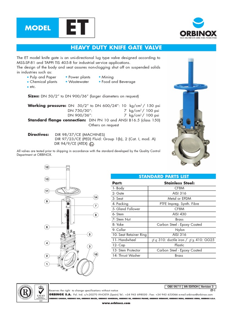 Model Heavy Duty Knife Gate Valve PDF Valve Mechanical Engineering