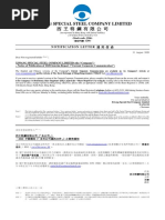 Xiwang Special Steel Company Limited: Notification Letter 通 知 信 函