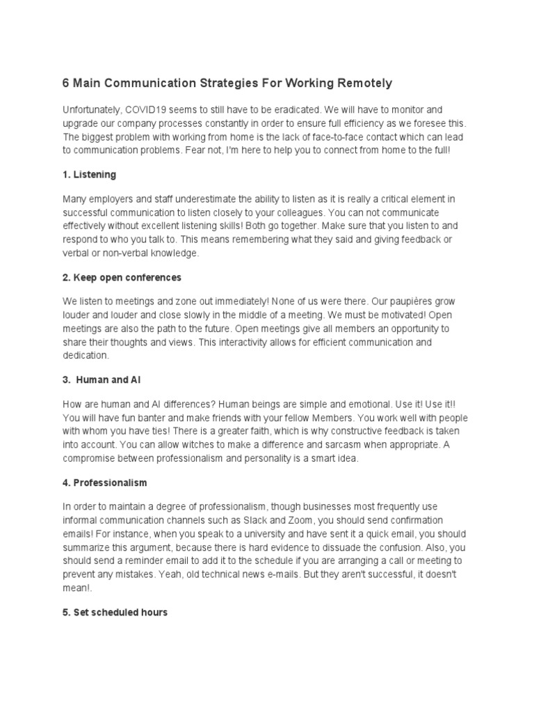 Image showcasing Effective Remote Communication Strategies | PDF | Telecommuting ...
