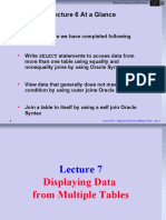 Lecture 6 at A Glance: Lecture No 7: Displying Data From Multiple Tables - Day 2