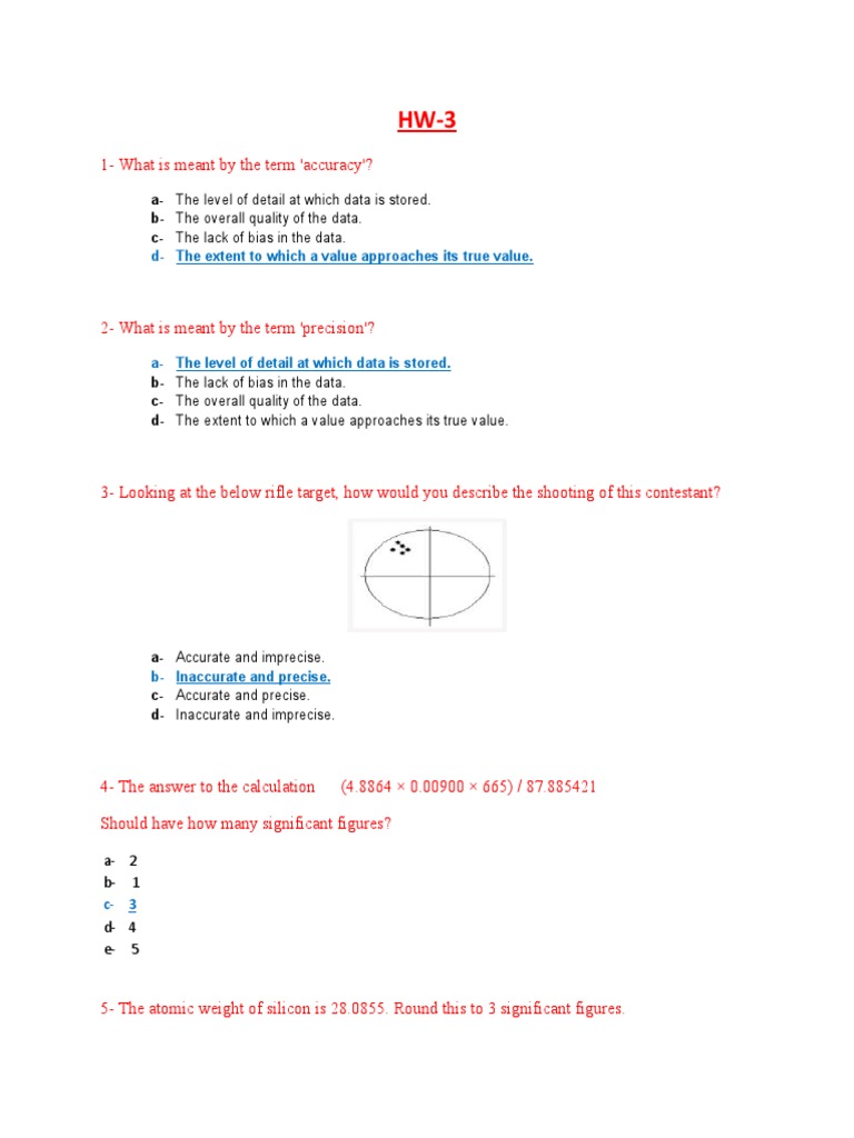 Science Quiz: Accuracy & Precision | PDF