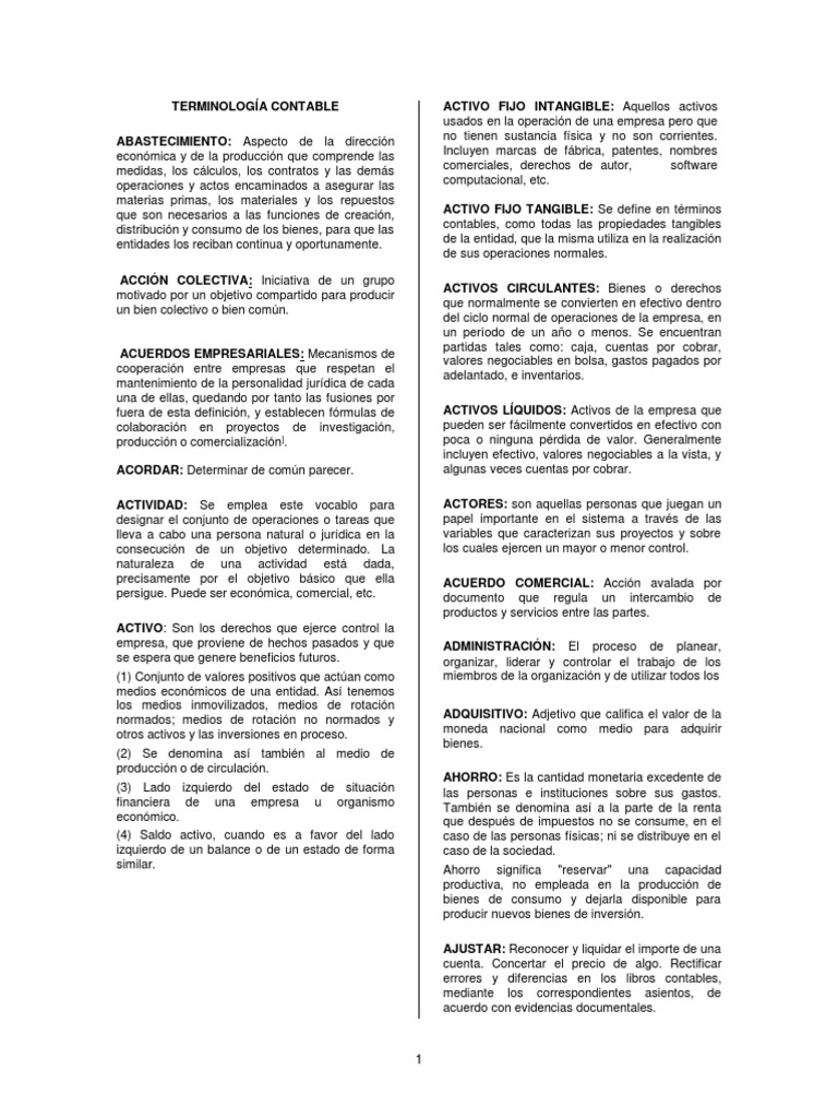 Terminología Contable 2 | PDF | Contabilidad | Bienes