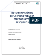 Determinación difusividad térmica productos pesqueros