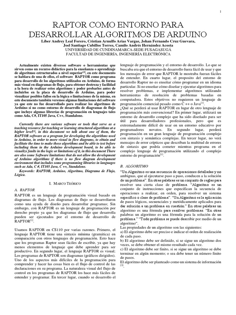Algoritmos de Arduino con RAPTOR | PDF | Lenguaje de programación ...