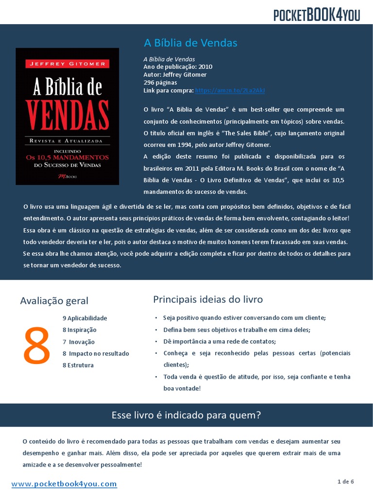 A Bíblia de Vendas - Jeffrey Gitomer PDF | PDF | Roupas | Livros