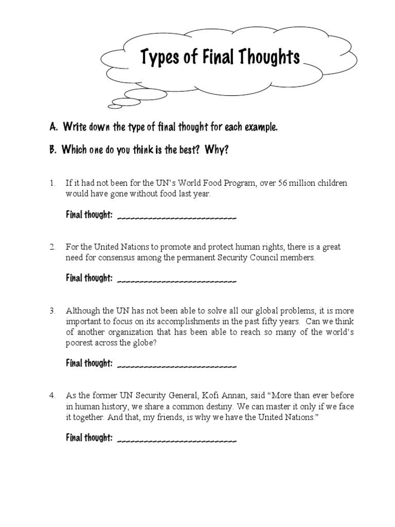 Types of Final Thoughts Examples | PDF