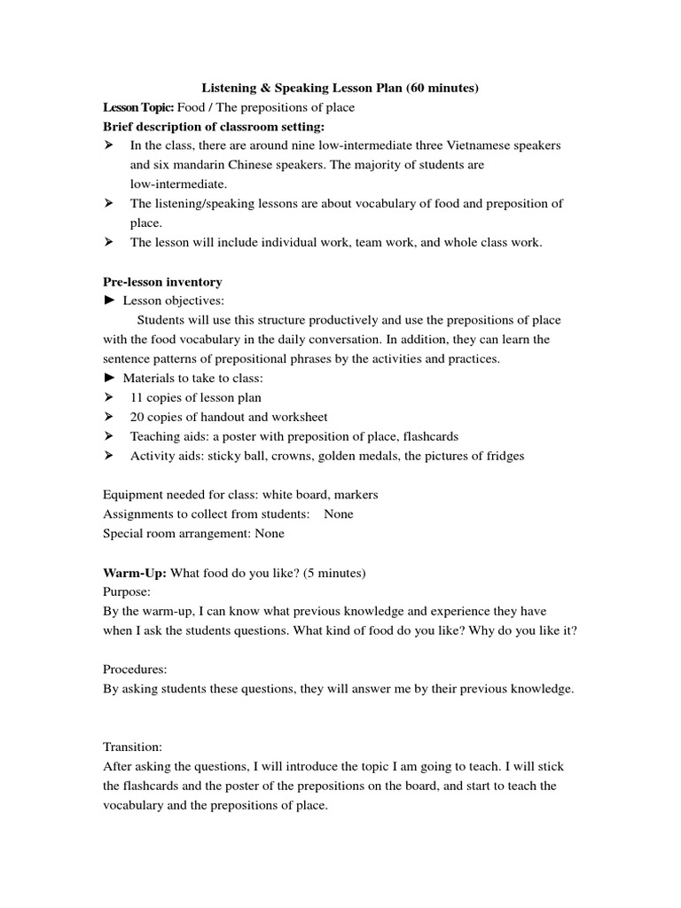 Ls Lesson Plan (Practicum) PDF | PDF | Question | Vocabulary