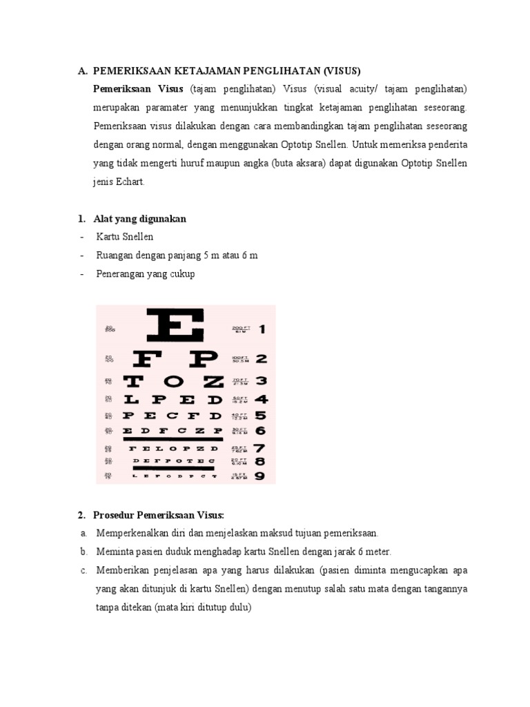 Pemeriksaan Ketajaman Penglihatan Visus | PDF