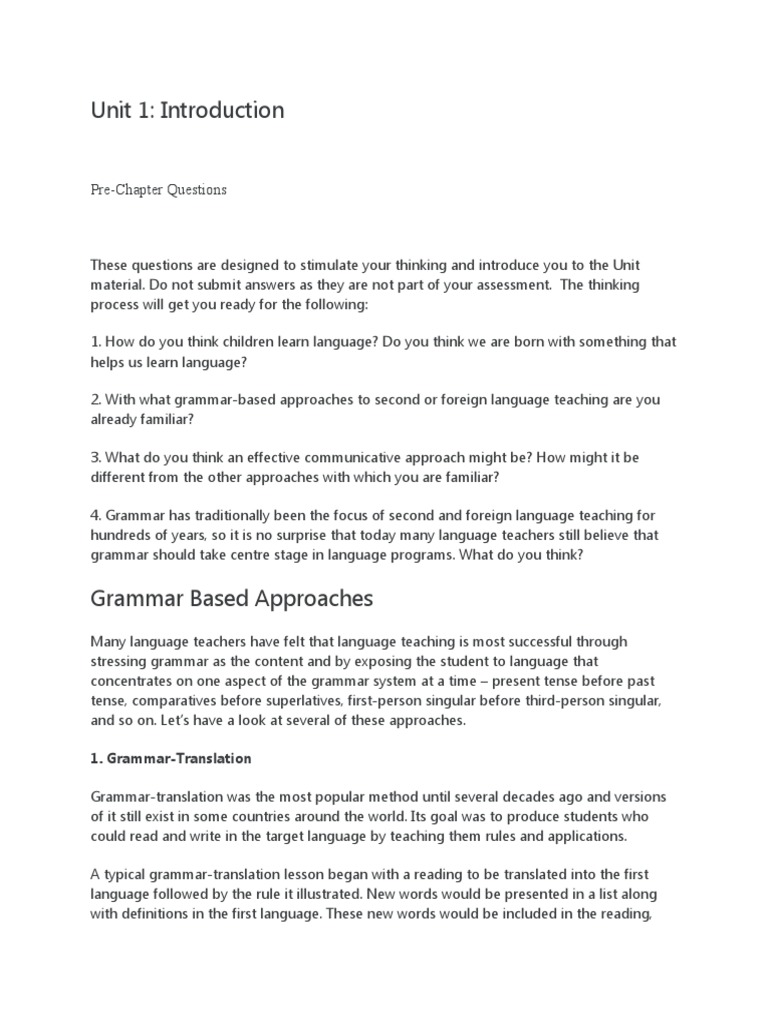 Language Learning Approaches Overview | PDF | Second Language ...