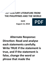 21ST CENTURY LITERATURE FROM THE PHILIPPINES Quiz