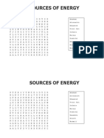 SOURCES OF ENERGY Word Search