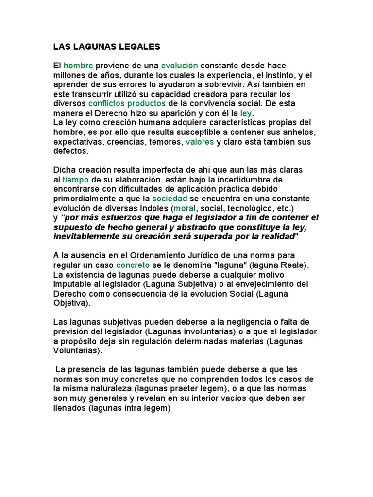 Las lagunas legales una realidad inevitable en un sistema jurídico en