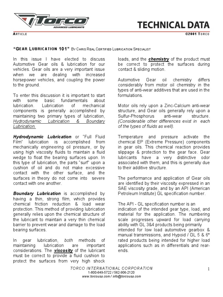 Article Gear Lubrication 101 | PDF | Lubricant | Motor Oil