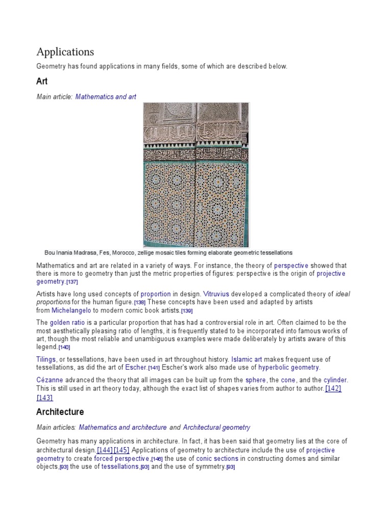 Applications of Geometry in Art, Architecture, Physics, and Other