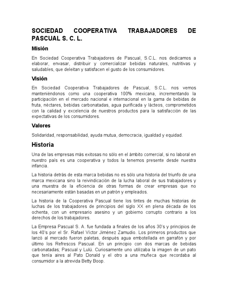 Cooperativa Pascual | PDF | México | Bebidas