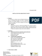 Informe Química Orgánica: Destilación Por Arrastre de Vapor