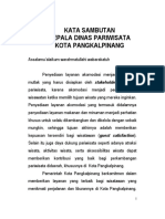 Kata Sambutan Kadis Pariwisata Kota Untuk Buku Panduan