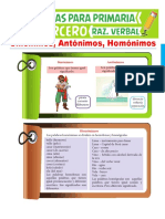 Sinónimos Antónimos y Homónimos para Tercer Grado de Primaria PDF