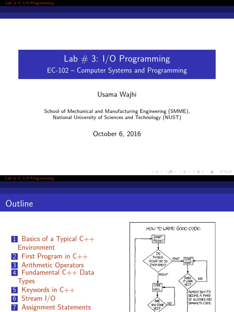 Lab # 3: I/O Programming: EC-102 - Computer Systems and Programming ...