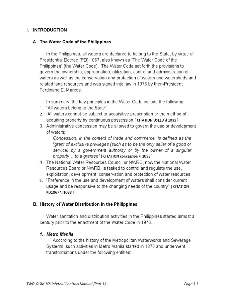 Overview of the Water Code in the Philippines | PDF | Internal Control ...