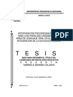 Intervención en lenguaje oral para niño con parálisis cerebral