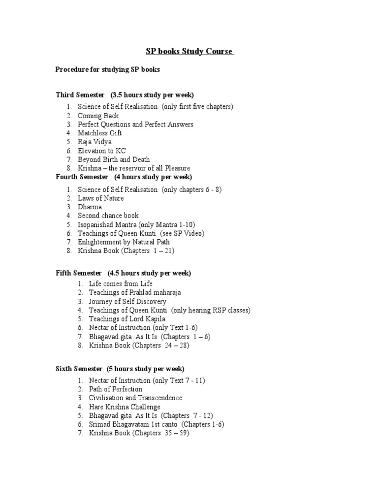 SP Books Study Course Outline | PDF | Wellness | Science & Mathematics