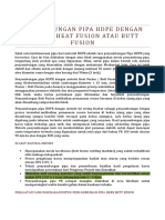 Penyambungan Pipa HDPE Dengan Metode Heat Fusion Atau Butt Fusion