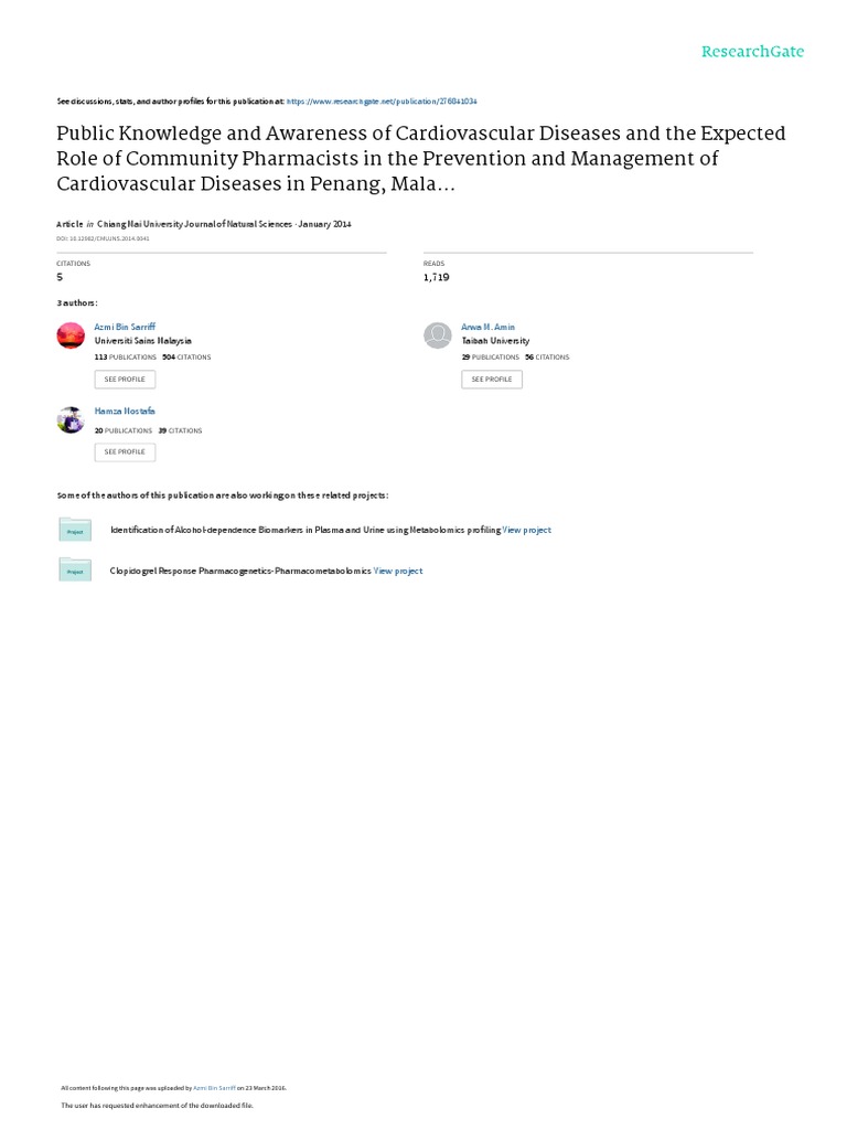 Public Knowledge and Awareness of Cardiovascular D | PDF ...