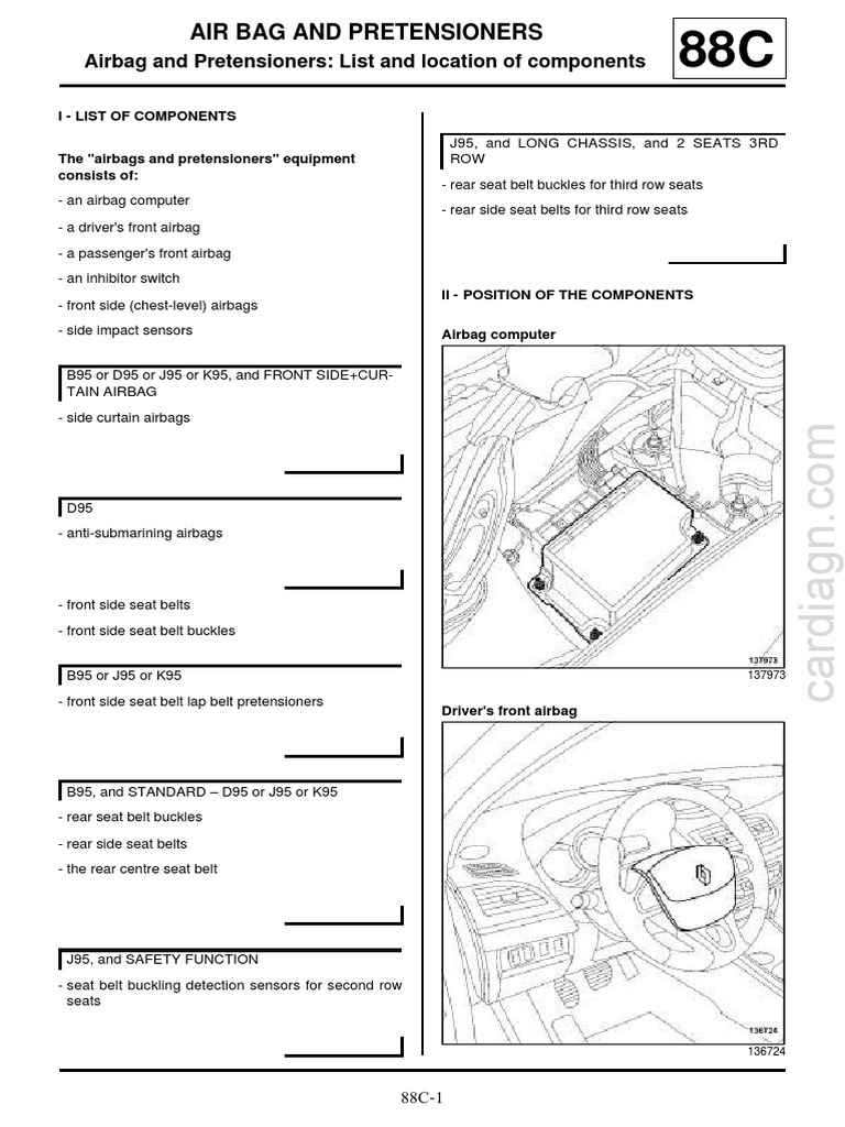 Megane III (x95) Air Bag and Pretensioners PDF Seat Belt Airbag
