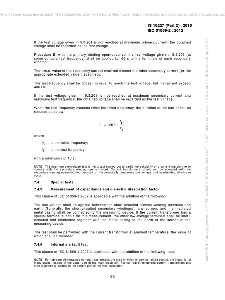 BHILAI STEEL PLANT current transformer test procedures PDF Transformer Physical Quantities