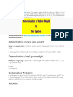 Determination of Fabric Weight in Tex System