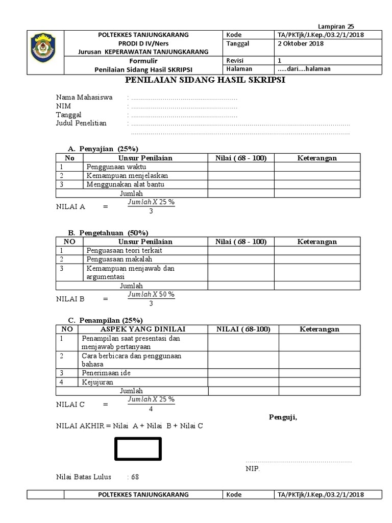 Format Nilai Sidang Kti | PDF