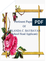 Pertinent Papers: of Yolanda C. Baybayan (School Head Applicant)
