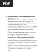 What Is Phenomenology? Describe The Proponents, Purposes and Types of Phenomenology