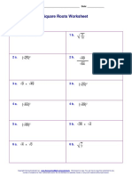 Square Roots Worksheet: Solve