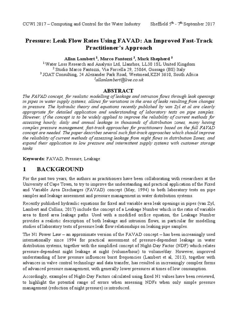 FAVAD: Fast-Track Leakage Assessment | PDF | Flow Measurement | Leak