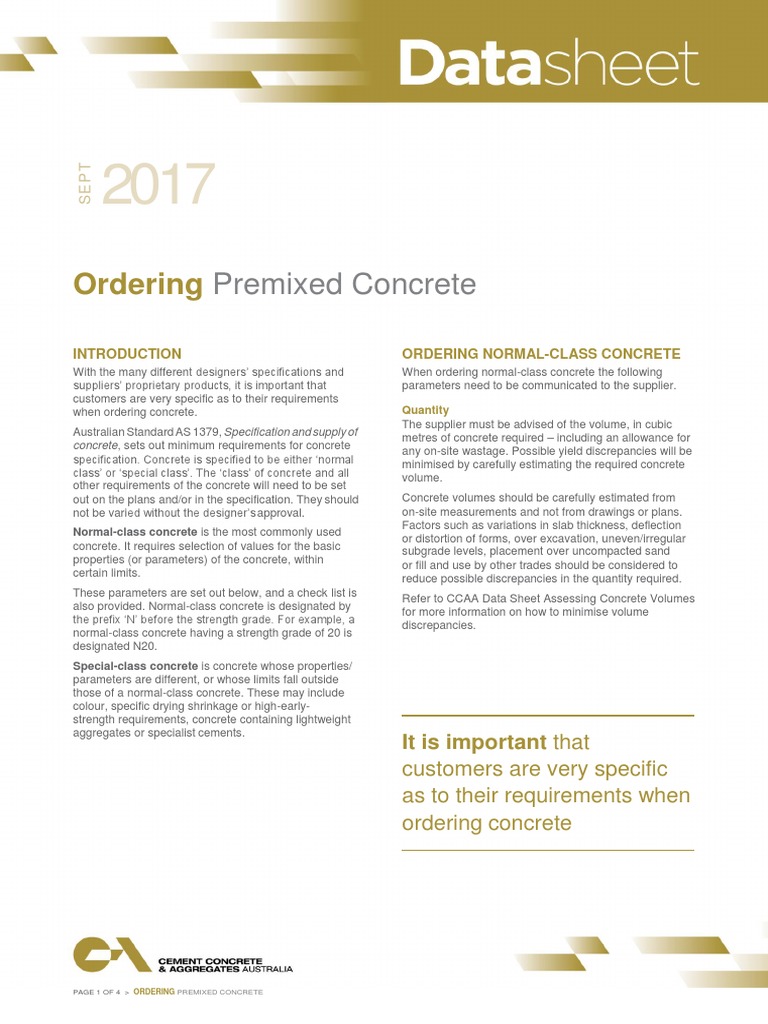 Special Class Concrete Ordering Guide | PDF | Concrete | Civil Engineering
