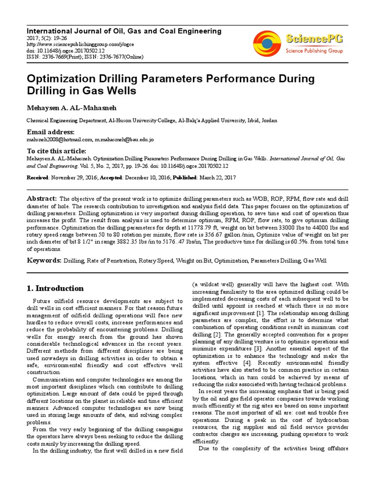 Gas Well Drilling Optimization | PDF | Drilling Rig | Oil Well