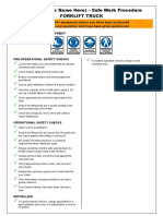 (Your Business Name Here) - Safe Work Procedure Forklift Truck