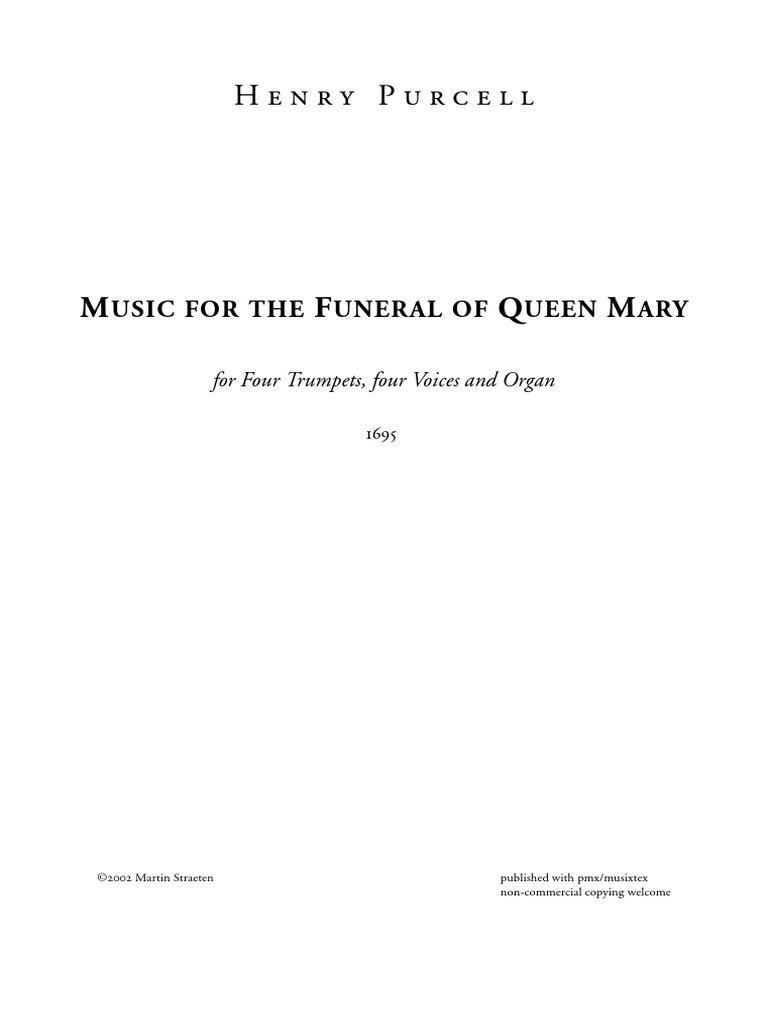 PURCELL, Henri Funeral Sentences of Queen Mary II PDF
