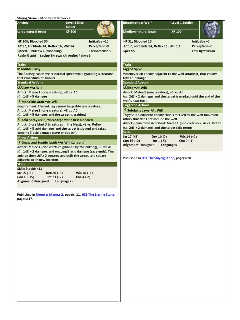Slaying Stone Monster Stat Blocks | PDF | Leisure | Nature