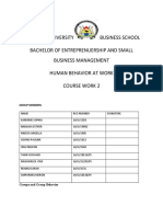 Makerere University Business School Bachelor of Entreprenuership and Small Business Management Human Behavior at Work Course Work 2