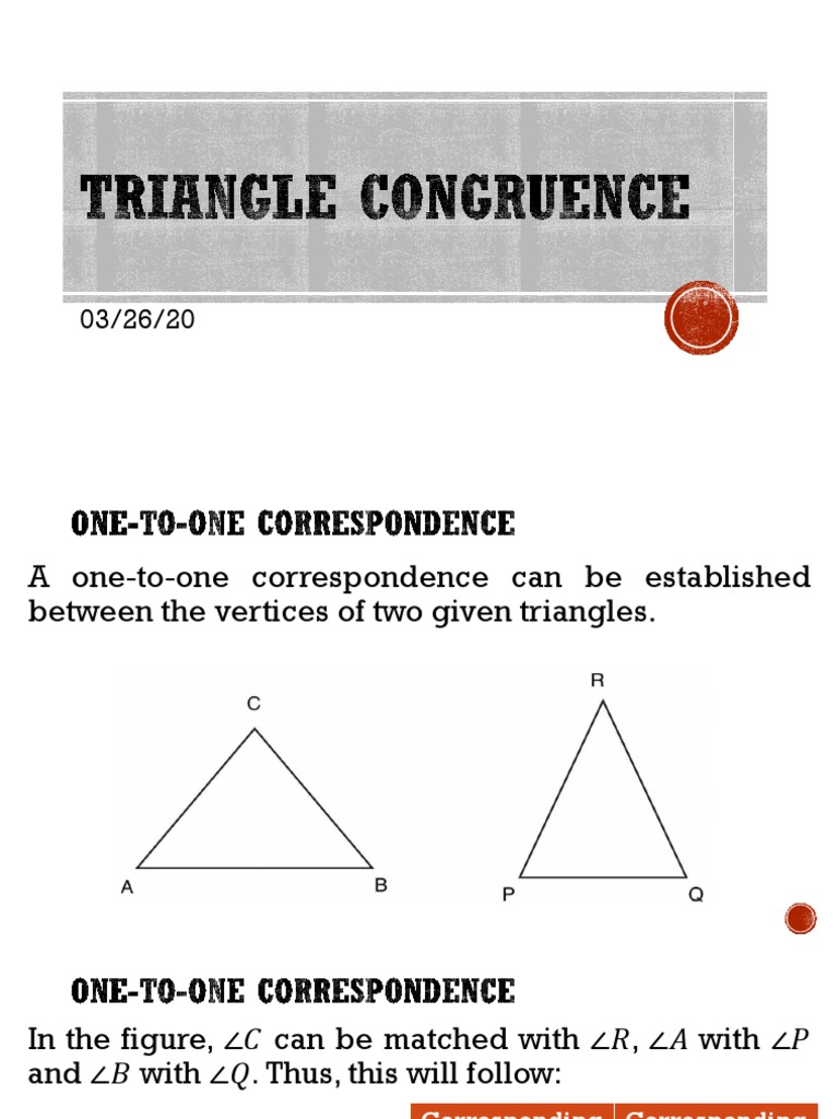 Triangle Congruence and Correspondence | PDF | Geometric Shapes | Triangle