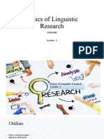 Basics of Linguistic Research - Lecture - 1